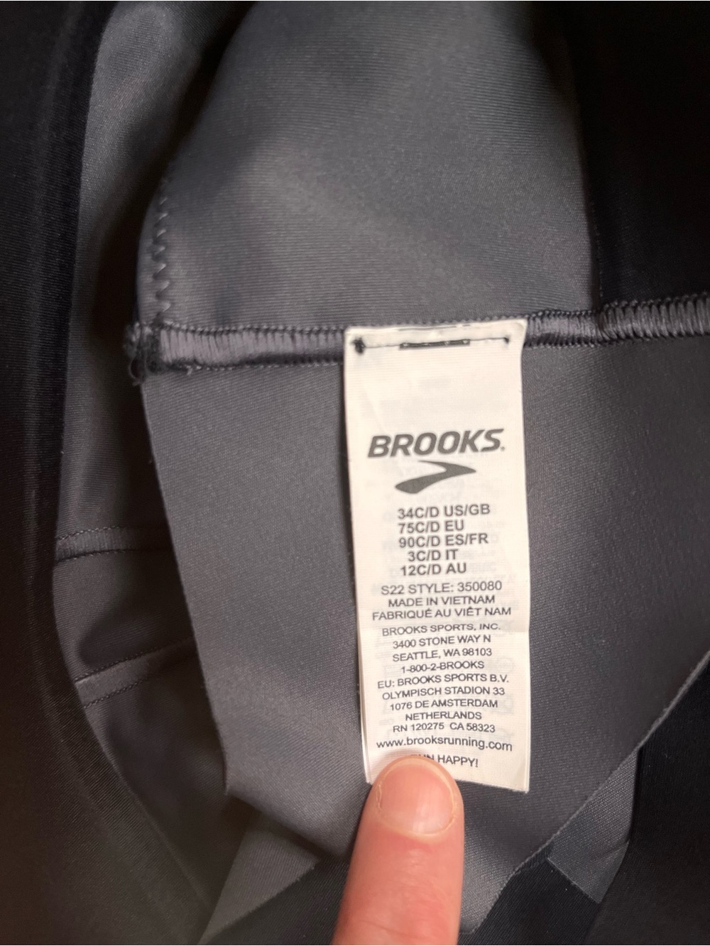 Brooks Black Sports Bra 34 C/D Like New